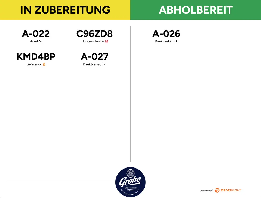 Mit passendem Abholbildschirm
