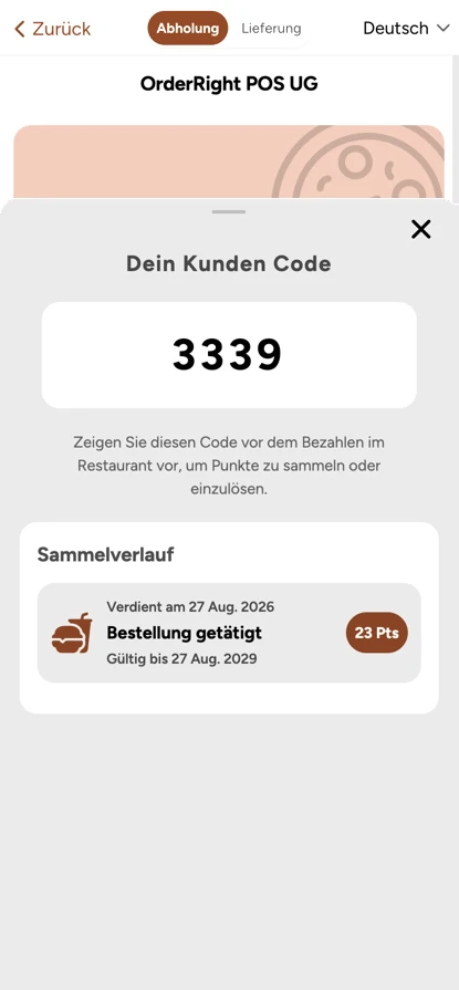 Kundencode mit Punktestand